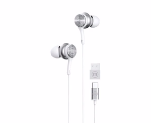 Maxell XC1 USB-C langalliset kuulokkeet USB-A-sovittimella, valkoinen