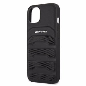 AMG Nahka Debossed Lines kotelo iPhone 13 mini - musta