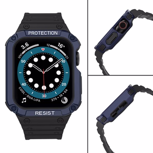 Protect Strap Band for Apple Watch 38/40/41mm Armored Case Strap - musta, sininen