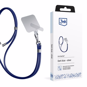 3mk EasyClip puhelimen kaulahihna, tummansininen (hopeanväriset osat)