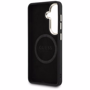 Guess 4G Big Rhinestone Triangle Strap MagSafe -suojakuori Samsung Galaxy S26:lle musta