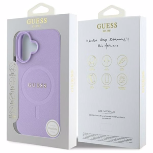 Guess Saffiano MagSafe Suojakuori iPhone 16:lle - Violetti