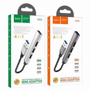 Hoco HB26 4-in-1 USB-A – 1xUSB3.0 + 3xUSB2.0 Keskitin, harmaa