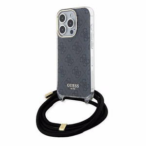 Guess GUHCP15LHC4SEK HC Crossbody Cord 4G Print -suojakuori iPhone 15 Pro 6,1:lle - musta