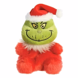 Grinch Palm Pals ympäristöystävällinen istuva pehmolelu joulupukin asussa, 13 cm