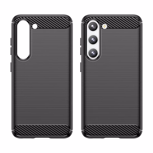 Carbon Case joustava silikoninen hiilikuitukuori Samsung Galaxy S23+:lle - musta