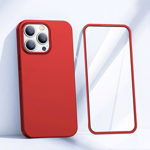 Joyroom 360 Full Case etu- ja takakuori iPhone 13 Pro Max + karkaistua lasia näytönsuoja punainen (JR-BP928 punainen)