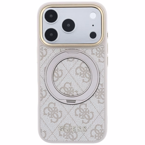 Guess Ring Stand 360 4G Classic Logo MagSafe suojakuori malleille iPhone 17 Pro Max / 18 Pro Max, vaaleanpunainen