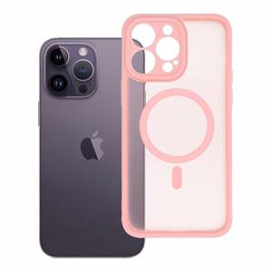 Suojakuori iPhone 14 PRO MAX:lle Full Matte Mag Cover yhteensopiva MagSafe vaaleanpunainen