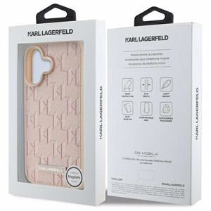 Karl Lagerfeld Hot Stamp MagSafe Suojakuori iPhone 16:lle - Vaaleanpunainen
