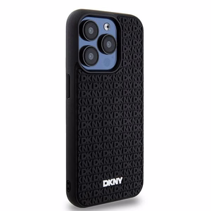 DKNY 3D Rubber Repeat Pattern Suojakuori iPhone 15 Pro Max:lle - Musta