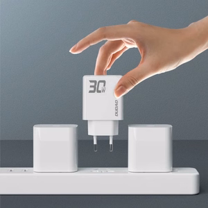 GaN Dudao A30EUL 30W USB-A / USB-C Wall Charger + USB-C - Lightning Cable - White
