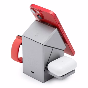 Langaton laturi Forcell F-Energy 3in1 Rotation Cube Qi2 yhteensopiva MagSafe-n kanssa (F-06) hopeinen