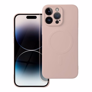 Silikoninen Mag Cover iPhone 14 PRO MAX:lle yhteensopiva MagSafen kanssa vaaleanpunainen