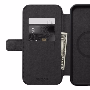Nomad moderni nahkainen folio-kuori iPhone 15 Plus 6,7' musta