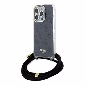 Guess GUHCP15LHC4SEK HC Crossbody Cord 4G Print -suojakuori iPhone 15 Pro 6,1:lle - musta
