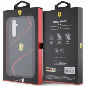 Ferrari Twist Metal Logo suojakuori Samsung Galaxy S23 FE:lle - musta