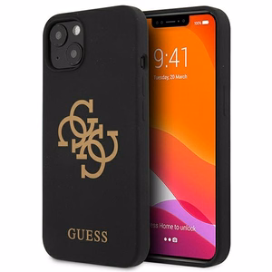 Guess GUHCP13SLS4GGBK iPhone 13 mini 5.4" musta/musta kova kotelo Silikoni 4G Logo