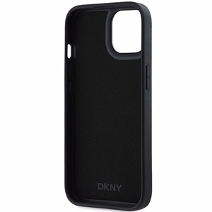 DKNY 3D Rubber Repeat Pattern Suojakuori iPhone 15 Plus:lle - Musta