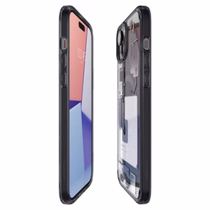 Spigen Ultra Hybrid Mag Suojakuori MagSafella iPhone 15 Plus:lle - Tummanharmaa (Zero One Pattern)