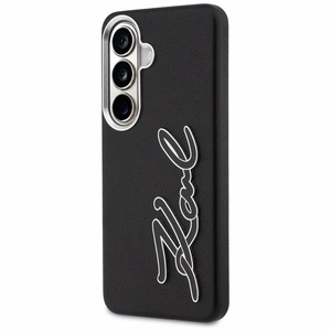 Karl Lagerfeld Grained Signature Metal Resin Logo -suojakuori Samsung Galaxy S26:lle - musta