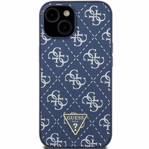 Guess 4G Triangle Metal Logo suojakuori iPhone 15 Plus / 14 Plus:lle - sininen