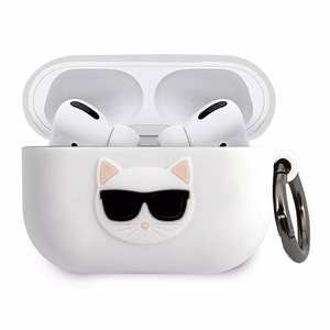 Karl Lagerfeld KLACAPSILCHWH AirPods Pro -suojakuori valkoinen Silicone Choupette