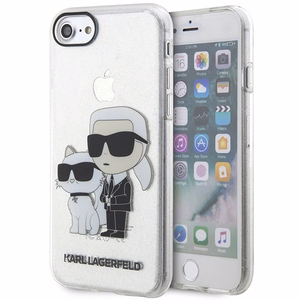 Karl Lagerfeld KLHCI8HNKCTGT läpinäkyvä kova suojakuori iPhone 7/8/ SE 2020 / SE 2022 Glitter Karl&Choupette