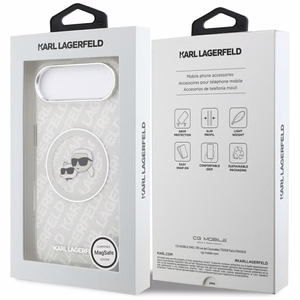 Karl Lagerfeld IML Glitter Karl&Choupette Heads Logo MagSafe Suojakuori iPhone Air:lle - Harmaa
