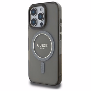 Guess HC MagSafe IML Glitter Circle suojakuori iPhone 16 Pro Max 6.9:lle musta