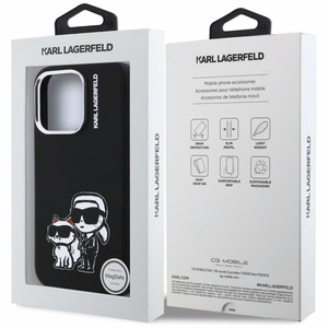 Karl Lagerfeld Silicone Karl&Choupette Sketch MagSafe Case for iPhone 16 Pro - Black