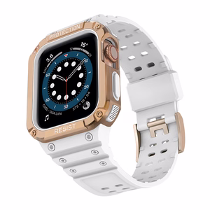 Protect Strap Band for Apple Watch 38/40/41mm Armored Case Strap - Valkoinen, ruusukultainen