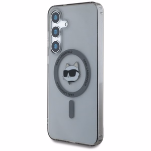 Karl Lagerfeld Button Choupette Head Printed Logo MagSafe Alkuperäinen Pussi Samsung Galaxy S25:lle Musta