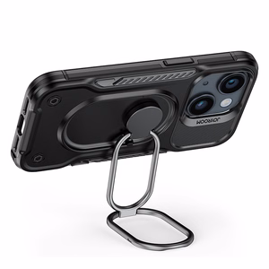 Joyroom Dual sarana tapauksessa iPhone 14 Plus panssaroitu kotelo jalusta ja rengas haltija musta