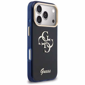 Guess IML 4G Script Metal Suojakuori iPhone 17 Pro Max:lle - sininen
