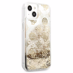 Guess GUHCP13SLGPEGO iPhone 13 mini 5.4" kultainen/kultainen kovakotelo Peony Liquid Glitter, Pioni Nestemäinen Glitter