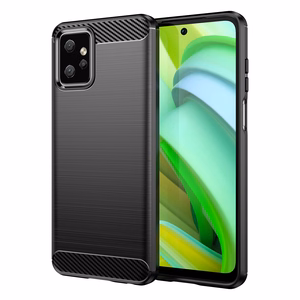 Carbon Case joustava silikoninen hiilikuitusuojakuori Motorola Moto G Power 2023:lle musta