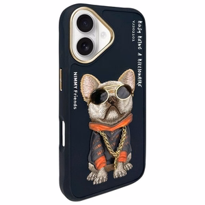 NIMMY Suojakuori GLASSES COOL DOG iPhone 16:lle musta