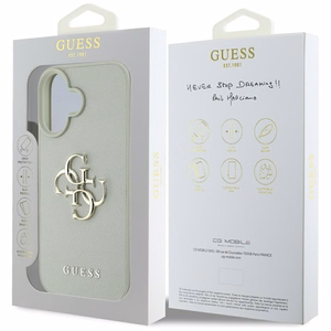 Guess Grained Big 4G Logo Small Classic Logo suojakuori iPhone 16:lle - vihreä