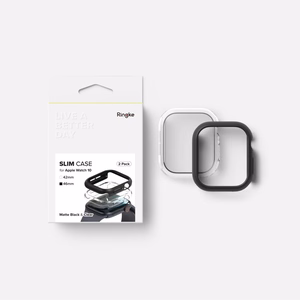 Ringke Slim 2-pack Case for Apple Watch 10 46mm - Clear and Matte Black