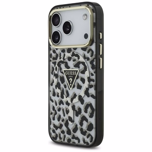 Guess Leopard Glitter MagSafe -kuori iPhone 17 Pro musta