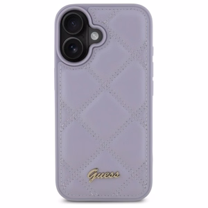 Guess Quilted Metal Logo Suojakuori iPhone 16:lle - vaalea violetti