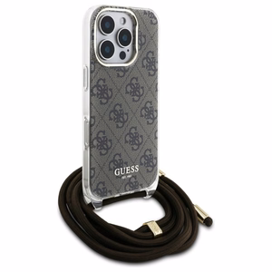 Guess Crossbody Cord 4G Print Suojakuori iPhone 16 Pro Max:lle - ruskea