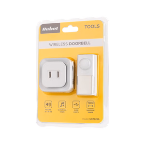 Rebel pistokkeellinen 230 V langaton ovikello (36 melodiaa, 2 USB-porttia)