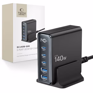 Tech-Protect DC140W-GAN 5-PORT PD140W/QC3.0 latausasema - musta