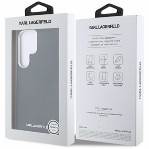 Karl Lagerfeld Saffiano Full Wrapped Elongated Metal Logo MagSafe Suojakuori Samsung Galaxy S25 Ultralle - musta