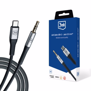 Audiokaapeli 3mk USB-C - 3,5mm 1,0m musta