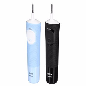Oral-B Vitality Pro Duo – ladattava sähköhammasharja, 2 harjaspäätä, 3 puhdistustilaa, musta/sininen/valkoinen