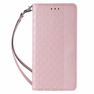 Magneetti hihna Kotelo Kotelo Samsung Galaxy S22 + (S22 Plus) pussi lompakko + Mini Lanyard riipus vaaleanpunainen