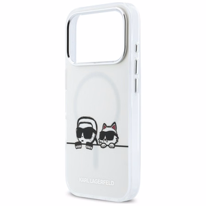 Karl Lagerfeld IML Karl & Choupette Peekaboo Logo MagSafe Suojakuori iPhone 17 Pro Maxille - Valkoinen
